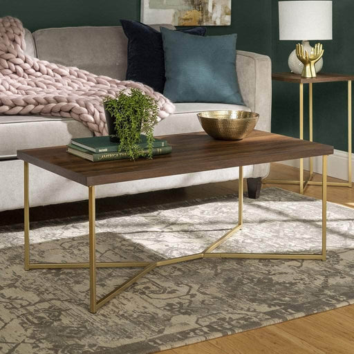 Walker Edison Coffee Table Geometric Rectangle Coffee Table - Available in 3 Colours