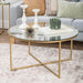 Walker Edison Coffee Table Glass & Gold Alissa Round Coffee Table - Available in 4 Colours