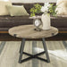 Walker Edison Coffee Table Grey Wash / Black Metal Wrap Round Coffee Table - Available in 3 Colours
