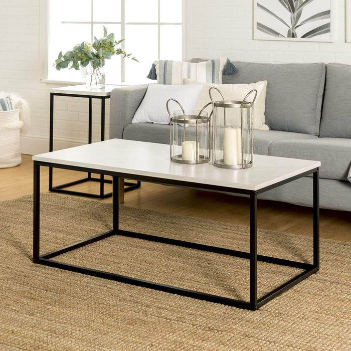 Walker Edison Coffee Table Marble Lowell Mixed Material Coffee Table - Available in 3 Colours