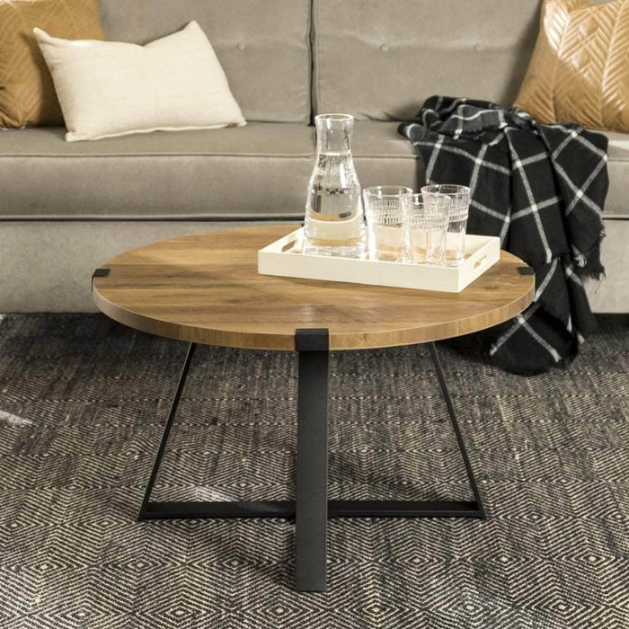 Walker Edison Coffee Table Metal Wrap Round Coffee Table - Available in 3 Colours