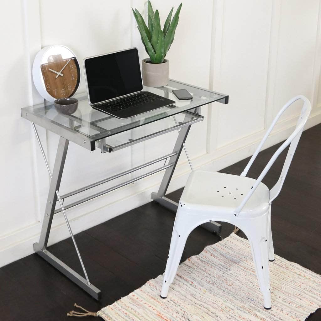 Walker Edison 31" Glass Modern Computer Desk — Wholesale Furniture