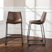 Walker Edison Counter Stool Brown 24" Industrial Faux Leather Counter Stools (Set of 2) - Available in 5 Colours
