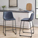 Walker Edison Counter Stool Navy Blue 24" Industrial Faux Leather Counter Stools (Set of 2) - Available in 5 Colours