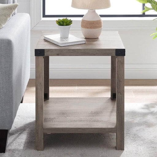 Walker Edison Side Table Metal X Rustic Wood Side Table - Available in 4 Colours