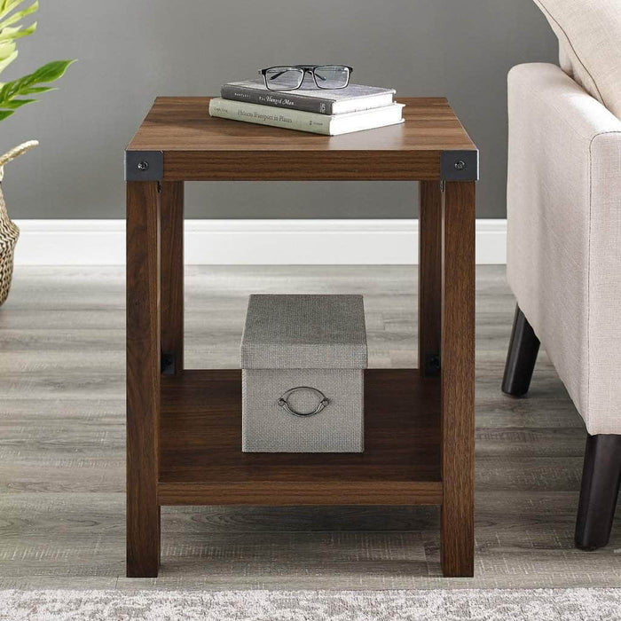 Walker Edison Side Table Metal X Rustic Wood Side Table - Available in 4 Colours