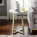 Walker Edison Side Table White Faux Marble/Gold Rustic Metal Wrap 18 inch Round Side Table - Available in 6 Colours