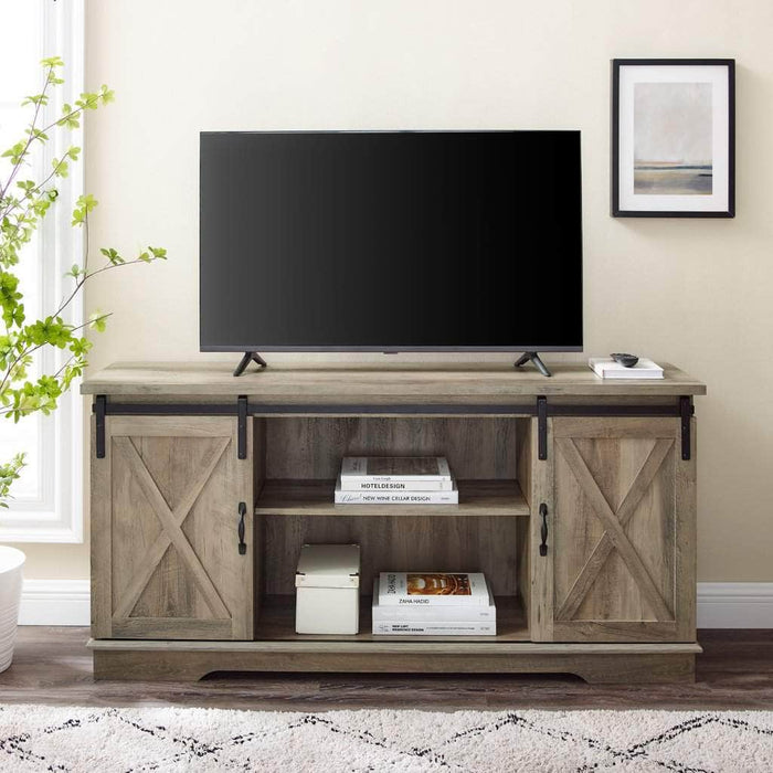 Walker Edison TV Stand 58" Sliding Barn Door Modern Farmhouse Wood TV Stand - Available in 4 Colours