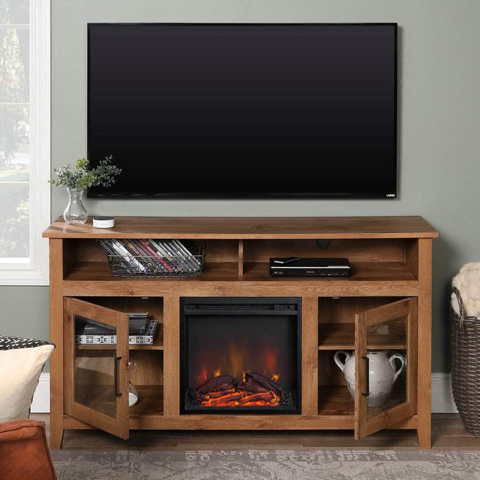 Walker Edison 58 Wasatch Highboy Transitional Fireplace Glass Wood TV  Stand — Wholesale Furniture Brokers Canada