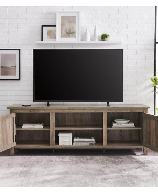 Walker Edison TV Stand 70" Simple Modern Farmhouse Wood TV Stand with Grooved Door - Available in 4 Colours
