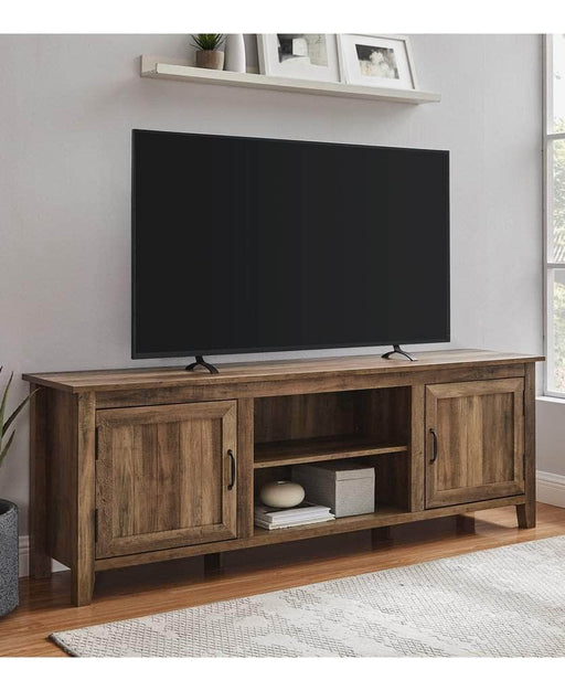 Walker Edison TV Stand 70" Simple Modern Farmhouse Wood TV Stand with Grooved Door - Available in 4 Colours
