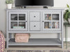 Walker Edison TV Stand Antique Grey 52" Transitional Wood Glass TV Stand Buffet - Available in 6 Colours