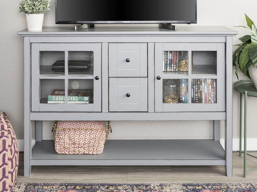 Walker Edison TV Stand Antique Grey 52" Transitional Wood Glass TV Stand Buffet - Available in 6 Colours