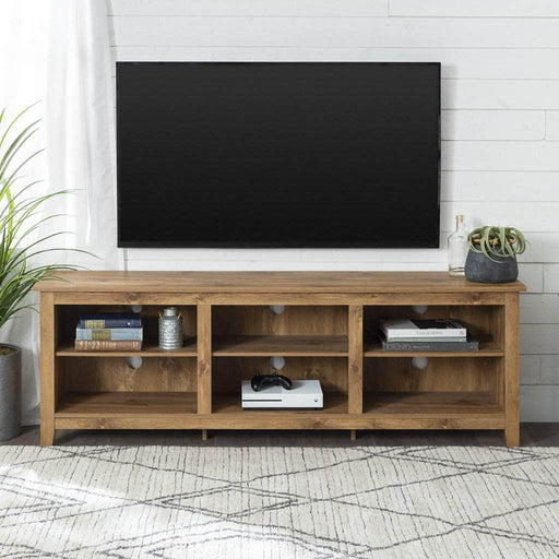 Walker Edison TV Stand Barnwood 70" Essential Rustic Wood TV Stand - Available in 10 Colours