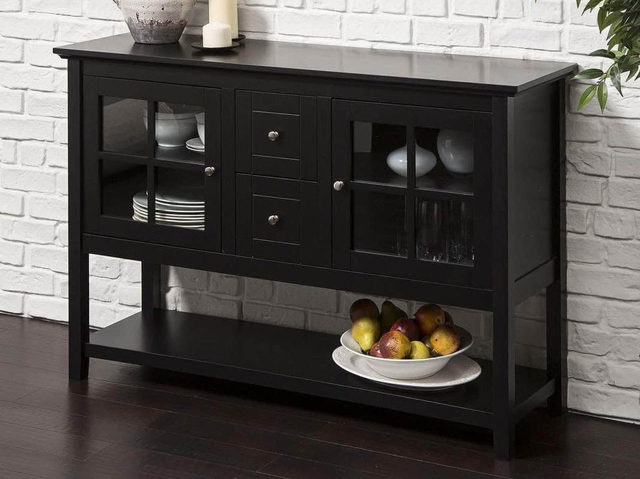 Walker Edison TV Stand Black 52" Transitional Wood Glass TV Stand Buffet - Available in 6 Colours