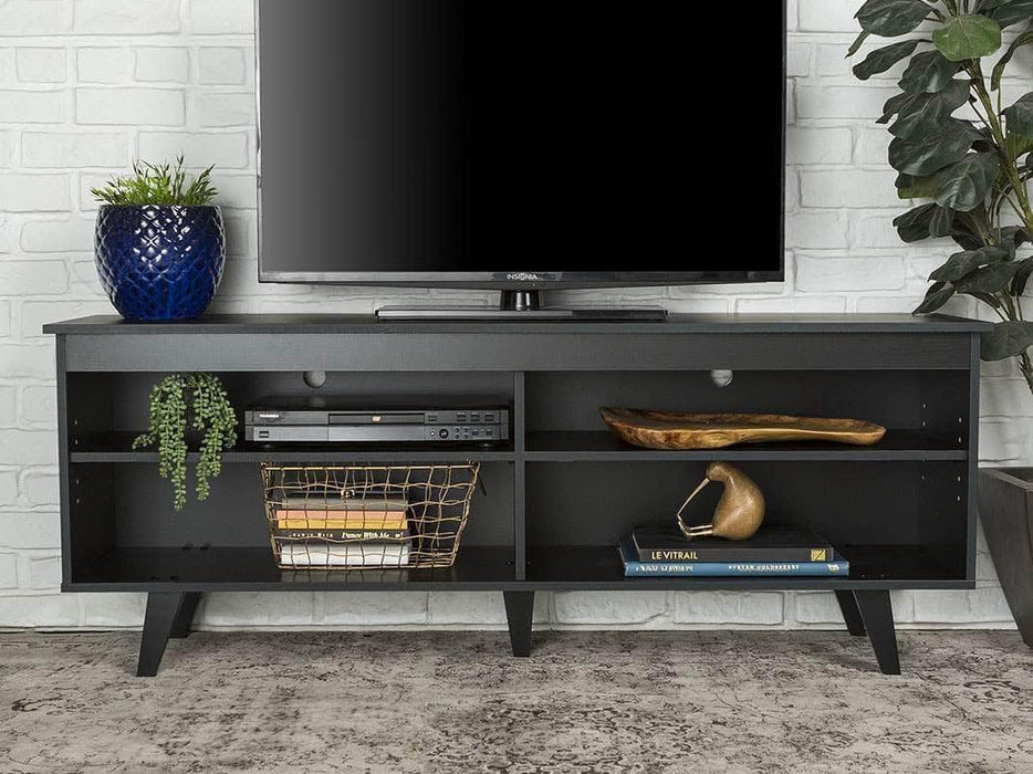 Walker Edison TV Stand Black 58" Simple Mid Century Modern Wood TV Stand - Available in 3 Colours