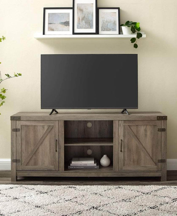 Walker Edison TV Stand Grey Wash Farmhouse Barn Door 58" TV Console - Available in 5 Colours