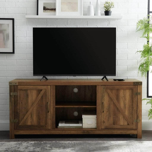 Walker Edison TV Stand Rustic Oak Farmhouse Barn Door 58" TV Console - Available in 5 Colours