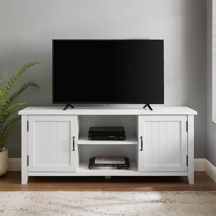 Walker Edison TV Stand Solid White 58" Grooved Door TV Console - Solid White